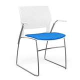 Orbix Wire Rod Chair Upholstered Seat Fixed Arm Guest Chair, Cafe Chair, Stack Chair SitOnIt Frame Color Chrome Plastic Color Arctic Fabric Color Electric Blue