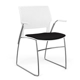 Orbix Wire Rod Chair Upholstered Seat Fixed Arm Guest Chair, Cafe Chair, Stack Chair SitOnIt Frame Color Chrome Plastic Color Arctic Fabric Color Peppercorn
