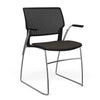 Orbix Wire Rod Chair Upholstered Seat Fixed Arm Guest Chair, Cafe Chair, Stack Chair SitOnIt Frame Color Chrome Plastic Color Black Fabric Color Chai