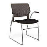 Orbix Wire Rod Chair Upholstered Seat Fixed Arm Guest Chair, Cafe Chair, Stack Chair SitOnIt Frame Color Chrome Plastic Color Chocolate Fabric Color Peppercorn