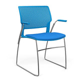 Orbix Wire Rod Chair Upholstered Seat Fixed Arm Guest Chair, Cafe Chair, Stack Chair SitOnIt Frame Color Chrome Plastic Color Pacific Fabric Color Electric Blue