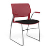 Orbix Wire Rod Chair Upholstered Seat Fixed Arm Guest Chair, Cafe Chair, Stack Chair SitOnIt Frame Color Chrome Plastic Color Red Fabric Color Peppercorn