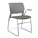 Orbix Wire Rod Chair Upholstered Seat Fixed Arm Guest Chair, Cafe Chair, Stack Chair SitOnIt Frame Color Chrome Plastic Color Slate Fabric Color Caraway