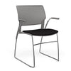 Orbix Wire Rod Chair Upholstered Seat Fixed Arm Guest Chair, Cafe Chair, Stack Chair SitOnIt Frame Color Chrome Plastic Color Slate Fabric Color Peppercorn