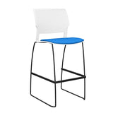 Orbix Wire Rod Stool Upholstered Seat Stools SitOnIt Frame Color Black Plastic Color Arctic Fabric Color Electric Blue