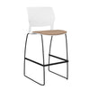 Orbix Wire Rod Stool Upholstered Seat Stools SitOnIt Frame Color Black Plastic Color Arctic Fabric Color Nutmeg