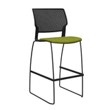 Orbix Wire Rod Stool Upholstered Seat Stools SitOnIt Frame Color Black Plastic Color Black Fabric Color Apple