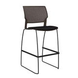 Orbix Wire Rod Stool Upholstered Seat Stools SitOnIt Frame Color Black Plastic Color Chocolate Fabric Color Peppercorn