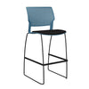 Orbix Wire Rod Stool Upholstered Seat Stools SitOnIt Frame Color Black Plastic Color Lagoon Fabric Color Peppercorn