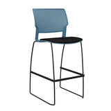 Orbix Wire Rod Stool Upholstered Seat Stools SitOnIt Frame Color Black Plastic Color Lagoon Fabric Color Peppercorn