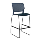 Orbix Wire Rod Stool Upholstered Seat Stools SitOnIt Frame Color Black Plastic Color Navy Fabric Color Navy
