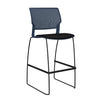 Orbix Wire Rod Stool Upholstered Seat Stools SitOnIt Frame Color Black Plastic Color Navy Fabric Color Peppercorn