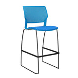Orbix Wire Rod Stool Upholstered Seat Stools SitOnIt Frame Color Black Plastic Color Pacific Fabric Color Electric Blue