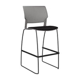 Orbix Wire Rod Stool Upholstered Seat Stools SitOnIt Frame Color Black Plastic Color Slate Fabric Color Peppercorn
