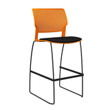 Orbix Wire Rod Stool Upholstered Seat Stools SitOnIt Frame Color Black Plastic Color Tangerine Fabric Color Peppercorn