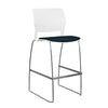 Orbix Wire Rod Stool Upholstered Seat Stools SitOnIt Frame Color Chrome Plastic Color Arctic Fabric Color Navy