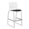 Orbix Wire Rod Stool Upholstered Seat Stools SitOnIt Frame Color Chrome Plastic Color Arctic Fabric Color Peppercorn