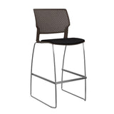 Orbix Wire Rod Stool Upholstered Seat Stools SitOnIt Frame Color Chrome Plastic Color Chocolate Fabric Color Peppercorn