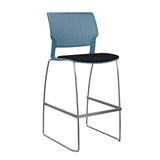 Orbix Wire Rod Stool Upholstered Seat Stools SitOnIt Frame Color Chrome Plastic Color Lagoon Fabric Color Peppercorn