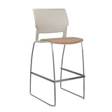 Orbix Wire Rod Stool Upholstered Seat Stools SitOnIt Frame Color Chrome Plastic Color Latte Fabric Color Nutmeg
