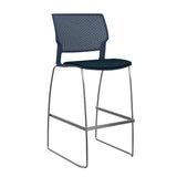 Orbix Wire Rod Stool Upholstered Seat Stools SitOnIt Frame Color Chrome Plastic Color Navy Fabric Color Navy