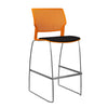 Orbix Wire Rod Stool Upholstered Seat Stools SitOnIt Frame Color Chrome Plastic Color Tangerine Fabric Color Peppercorn