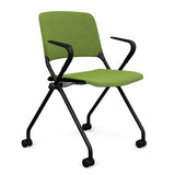 Qwiz Nester Chair Nesting Chairs SitOnIt Fabric Color Clover Black Frame Fixed Arms