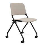 Qwiz Nester Chair Nesting Chairs SitOnIt Fabric Color Natural Black Frame Armless