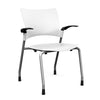 Relay Four Leg Chair Guest Chair, Cafe Chair, Stack Chair, Classroom Chairs SitOnIt Arctic Plastic Silver Frame Fixed Arms