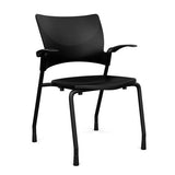 Relay Four Leg Chair Guest Chair, Cafe Chair, Stack Chair, Classroom Chairs SitOnIt Black Plastic Black Frame Fixed Arms