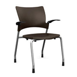 Relay Four Leg Chair Guest Chair, Cafe Chair, Stack Chair, Classroom Chairs SitOnIt Chocolate Plastic Silver Frame Fixed Arms