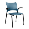 Relay Four Leg Chair Guest Chair, Cafe Chair, Stack Chair, Classroom Chairs SitOnIt Lagoon Plastic Black Frame Fixed Arms