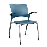 Relay Four Leg Chair Guest Chair, Cafe Chair, Stack Chair, Classroom Chairs SitOnIt Lagoon Plastic Silver Frame Fixed Arms