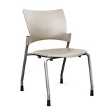 Relay Four Leg Chair Guest Chair, Cafe Chair, Stack Chair, Classroom Chairs SitOnIt Latte Plastic Silver Frame Armless