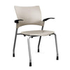 Relay Four Leg Chair Guest Chair, Cafe Chair, Stack Chair, Classroom Chairs SitOnIt Latte Plastic Silver Frame Fixed Arms