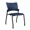 Relay Four Leg Chair Guest Chair, Cafe Chair, Stack Chair, Classroom Chairs SitOnIt Navy Plastic Black Frame Armless