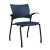 Relay Four Leg Chair Guest Chair, Cafe Chair, Stack Chair, Classroom Chairs SitOnIt Navy Plastic Black Frame Fixed Arms