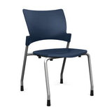 Relay Four Leg Chair Guest Chair, Cafe Chair, Stack Chair, Classroom Chairs SitOnIt Navy Plastic Silver Frame Armless