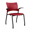 Relay Four Leg Chair Guest Chair, Cafe Chair, Stack Chair, Classroom Chairs SitOnIt Red Plastic Black Frame Fixed Arms