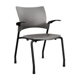 Relay Four Leg Chair Guest Chair, Cafe Chair, Stack Chair, Classroom Chairs SitOnIt Slate Plastic Black Frame Fixed Arms