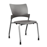 Relay Four Leg Chair Guest Chair, Cafe Chair, Stack Chair, Classroom Chairs SitOnIt Slate Plastic Silver Frame Armless