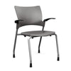 Relay Four Leg Chair Guest Chair, Cafe Chair, Stack Chair, Classroom Chairs SitOnIt Slate Plastic Silver Frame Fixed Arms