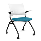 Relay Nester Chair - Black Frame, Fabric Seat Nesting Chairs SitOnIt Arctic Plastic Fabric Color Blue Skies Fixed Arms
