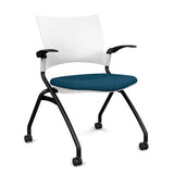 Relay Nester Chair - Black Frame, Fabric Seat Nesting Chairs SitOnIt Arctic Plastic Fabric color Deep Sea Fixed Arms