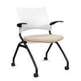 Relay Nester Chair - Black Frame, Fabric Seat Nesting Chairs SitOnIt Arctic Plastic Fabric Color Sandstorm Fixed Arms
