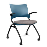 Relay Nester Chair - Black Frame, Fabric Seat Nesting Chairs SitOnIt Lagoon Plastic Fabric Color Carbon Fixed Arms