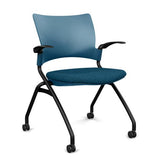 Relay Nester Chair - Black Frame, Fabric Seat Nesting Chairs SitOnIt Lagoon Plastic Fabric color Deep Sea Fixed Arms