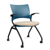 Relay Nester Chair - Black Frame, Fabric Seat Nesting Chairs SitOnIt Lagoon Plastic Fabric Color Sandstorm Fixed Arms