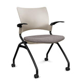 Relay Nester Chair - Black Frame, Fabric Seat Nesting Chairs SitOnIt Latte Plastic Fabric Color Carbon Fixed Arms