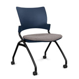 Relay Nester Chair - Black Frame, Fabric Seat Nesting Chairs SitOnIt Navy Plastic Fabric Color Carbon Armless